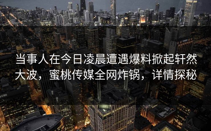 当事人在今日凌晨遭遇爆料掀起轩然大波,蜜桃传媒全网炸锅,详情探秘 当事人在今日凌晨遭遇爆料掀起轩然大波,蜜桃传媒全网炸锅,详情探秘